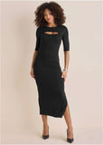 Front Cut Out Maxi Dress Jet Black