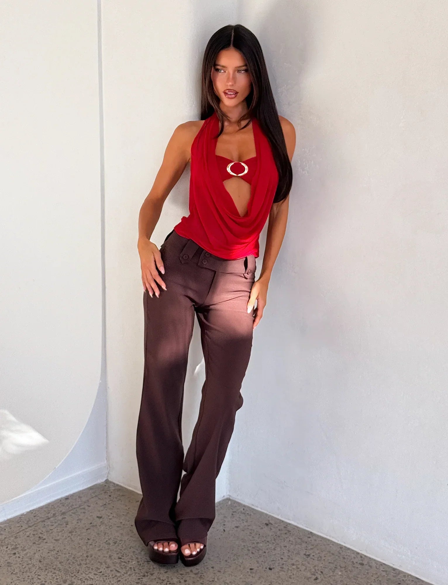 MAKENA TWO PIECE TOP RED