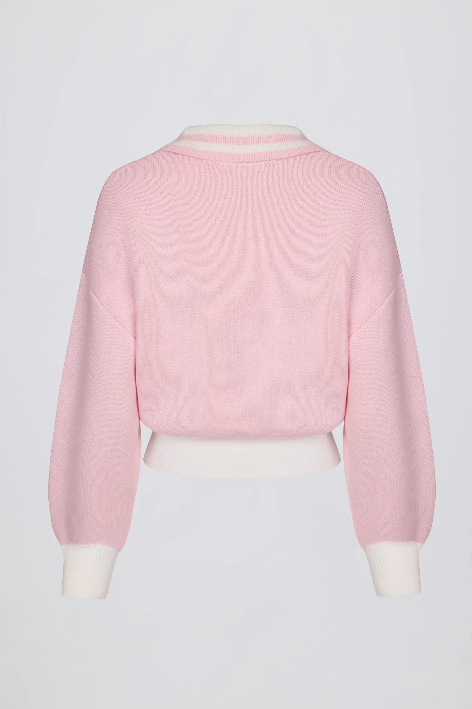 Cotton Jersey Oversized V Neck Jumper in Powder Pink