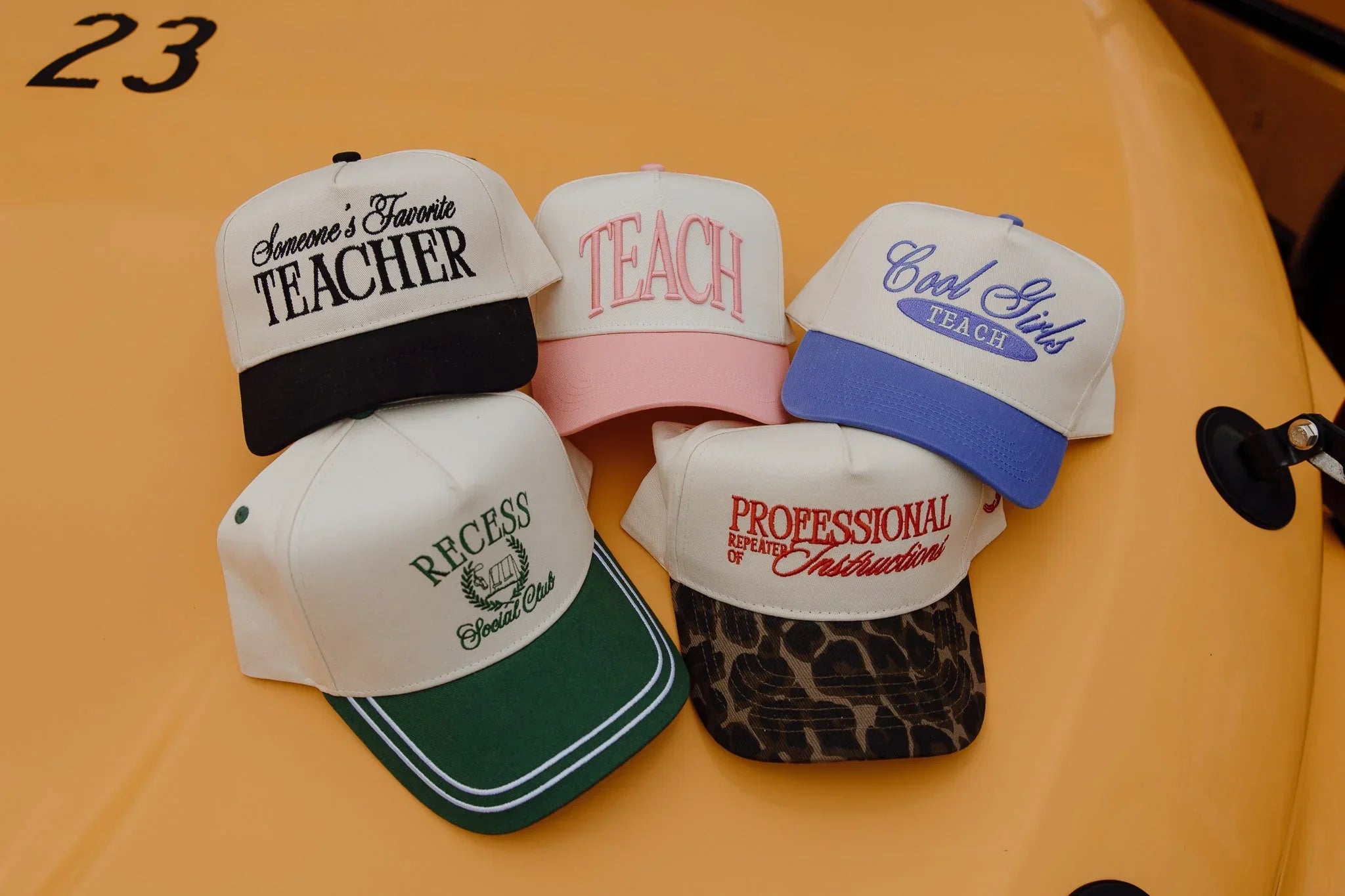 KenzKustomz Pink Vintage Trucker Hat Teach