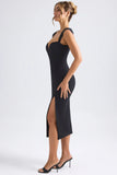 Sweetheart Neck Midaxi Dress in Black