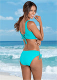 Lattice Side Bikini Bottom Aqua Reef