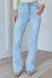 My Favorite Light Wash Button Up Flare Jeans