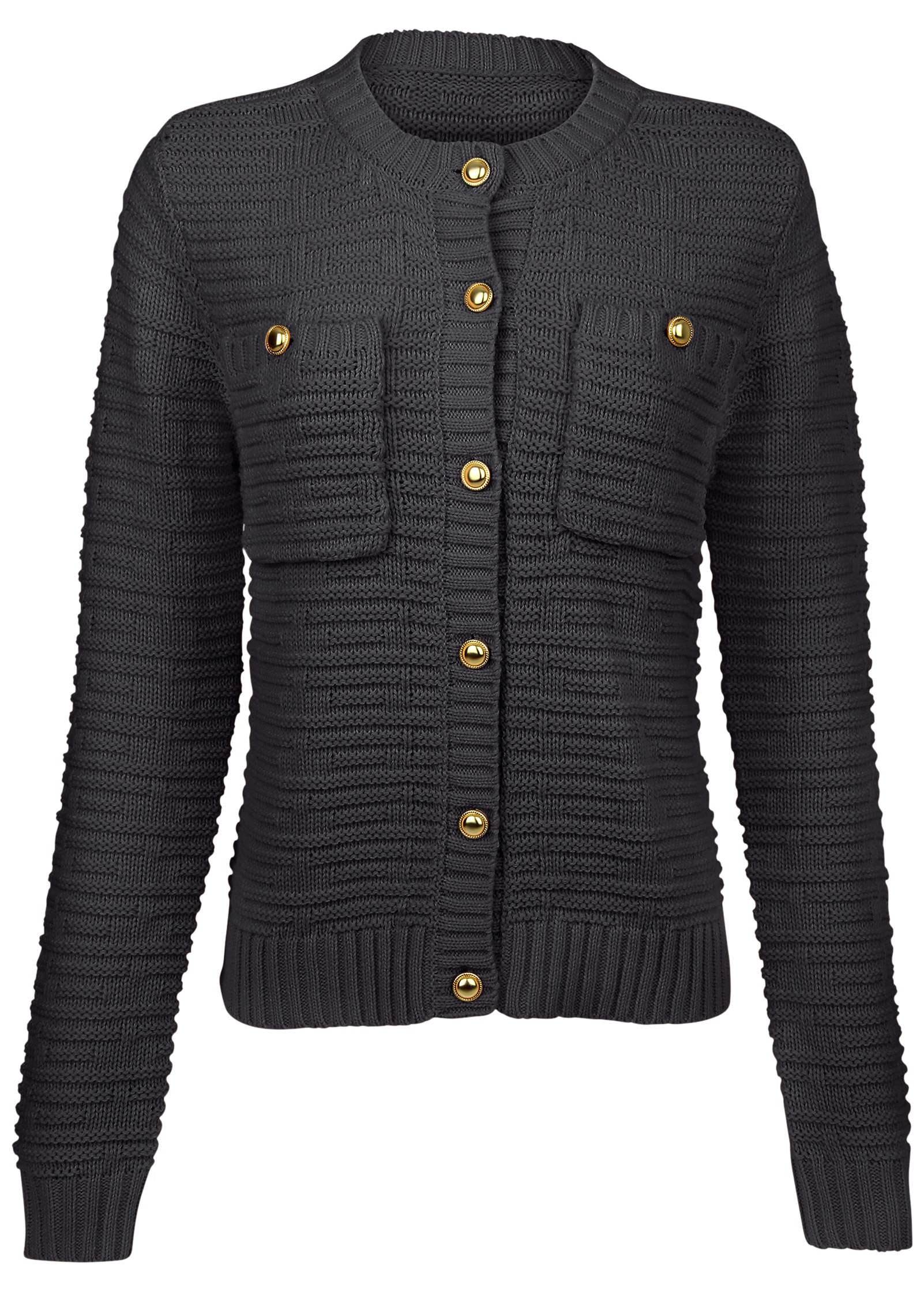 Button Detail Cardigan Jet Black