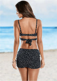Criss Cross Wrap Top Black Vintage Dot