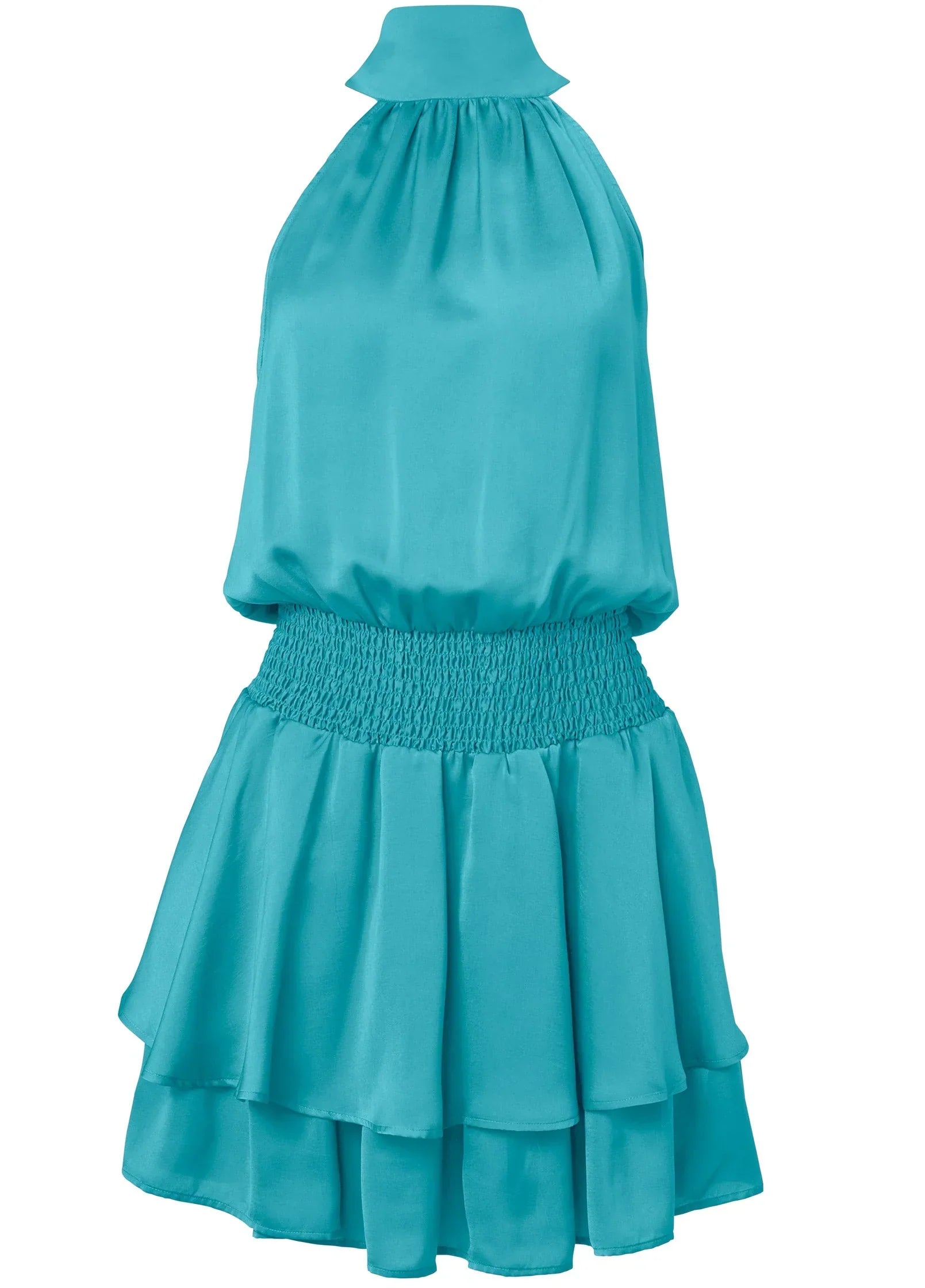 High Neck Mini Dress Aqua