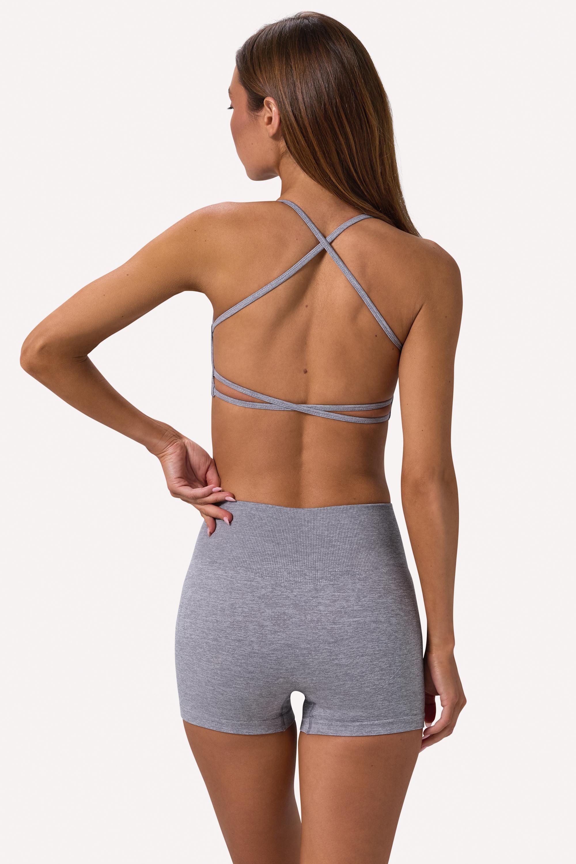 Super Sculpt Seamless Crossback Sports Bra in Grey Marl