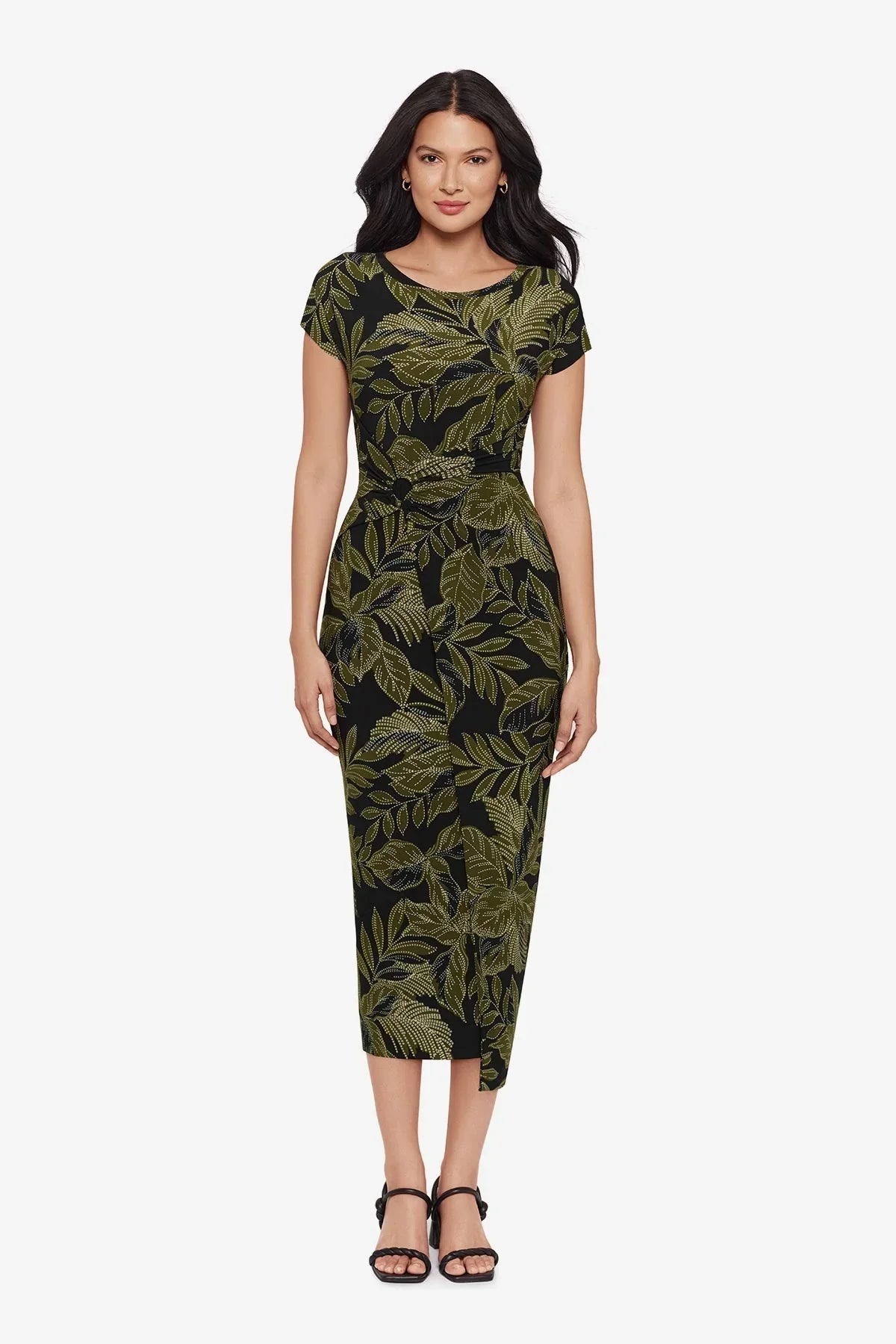 Loki Wrap Front Shaping Dress in Olive Branch