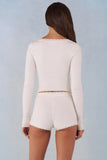 Knit Long Sleeve Cardigan in Ivory