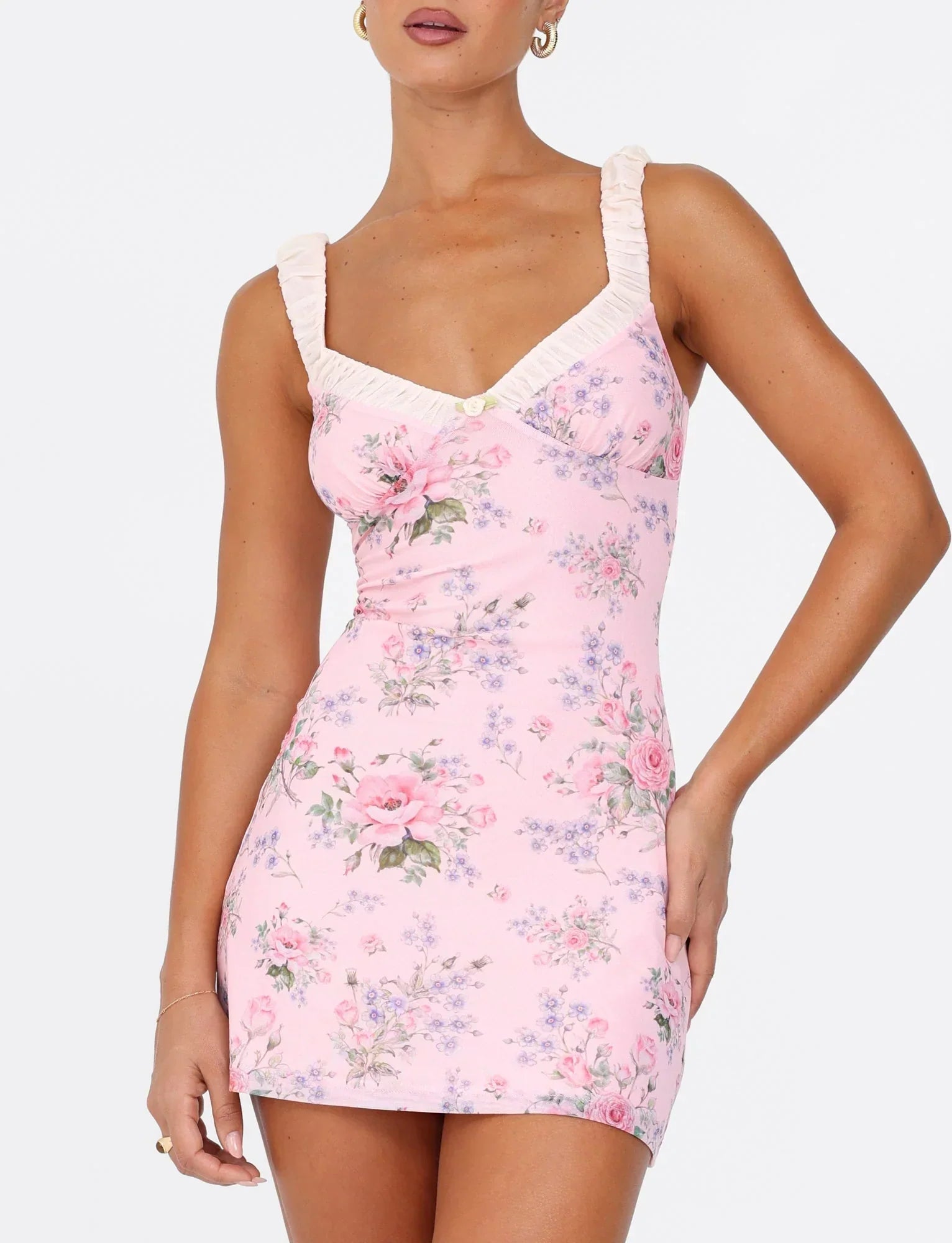 AMARAN MINI DRESS PINK FLORAL WILD FLOWER