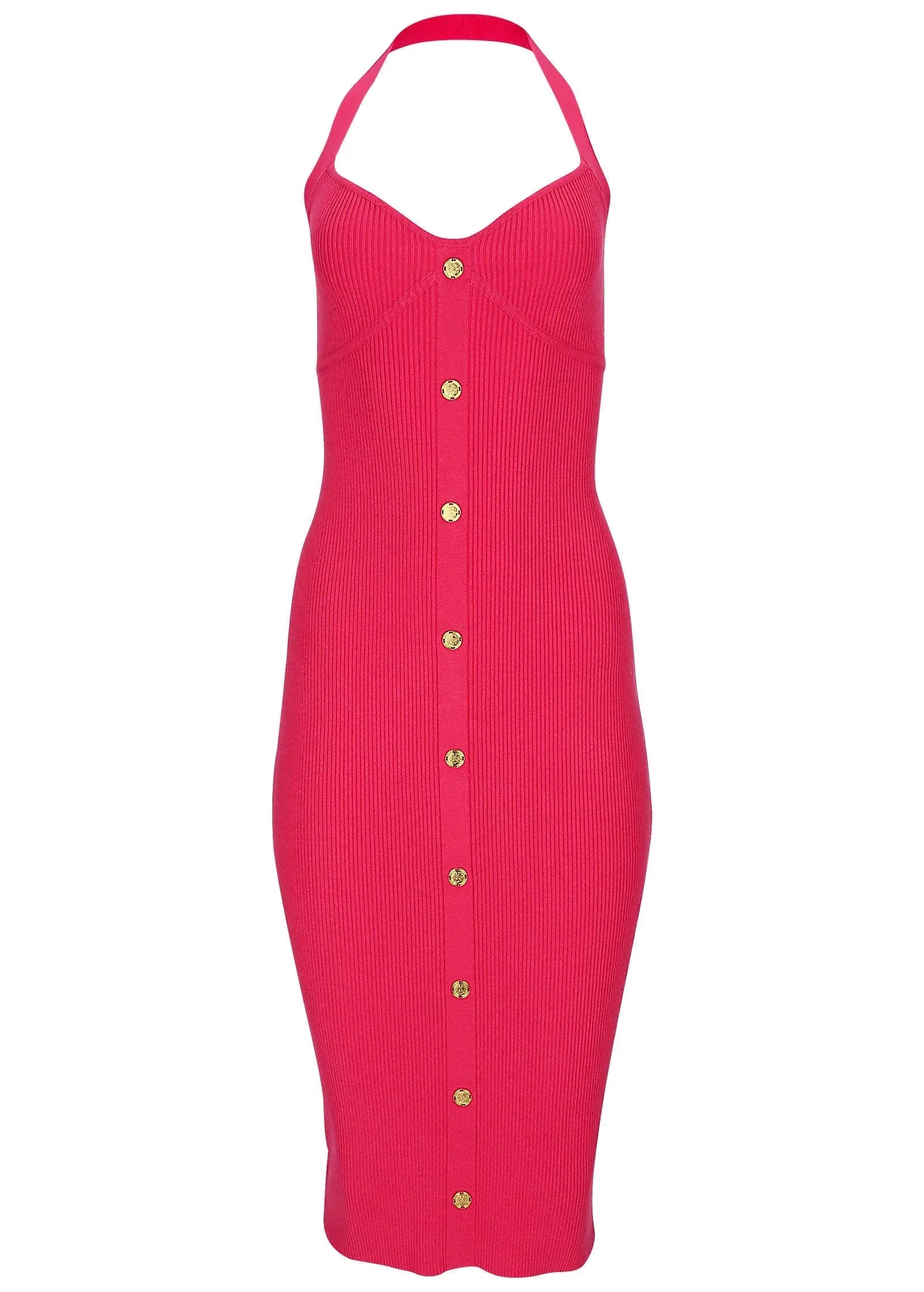Button Front Halter Midi Azalea