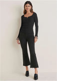 Ribbed Organza Sweater Jet Black