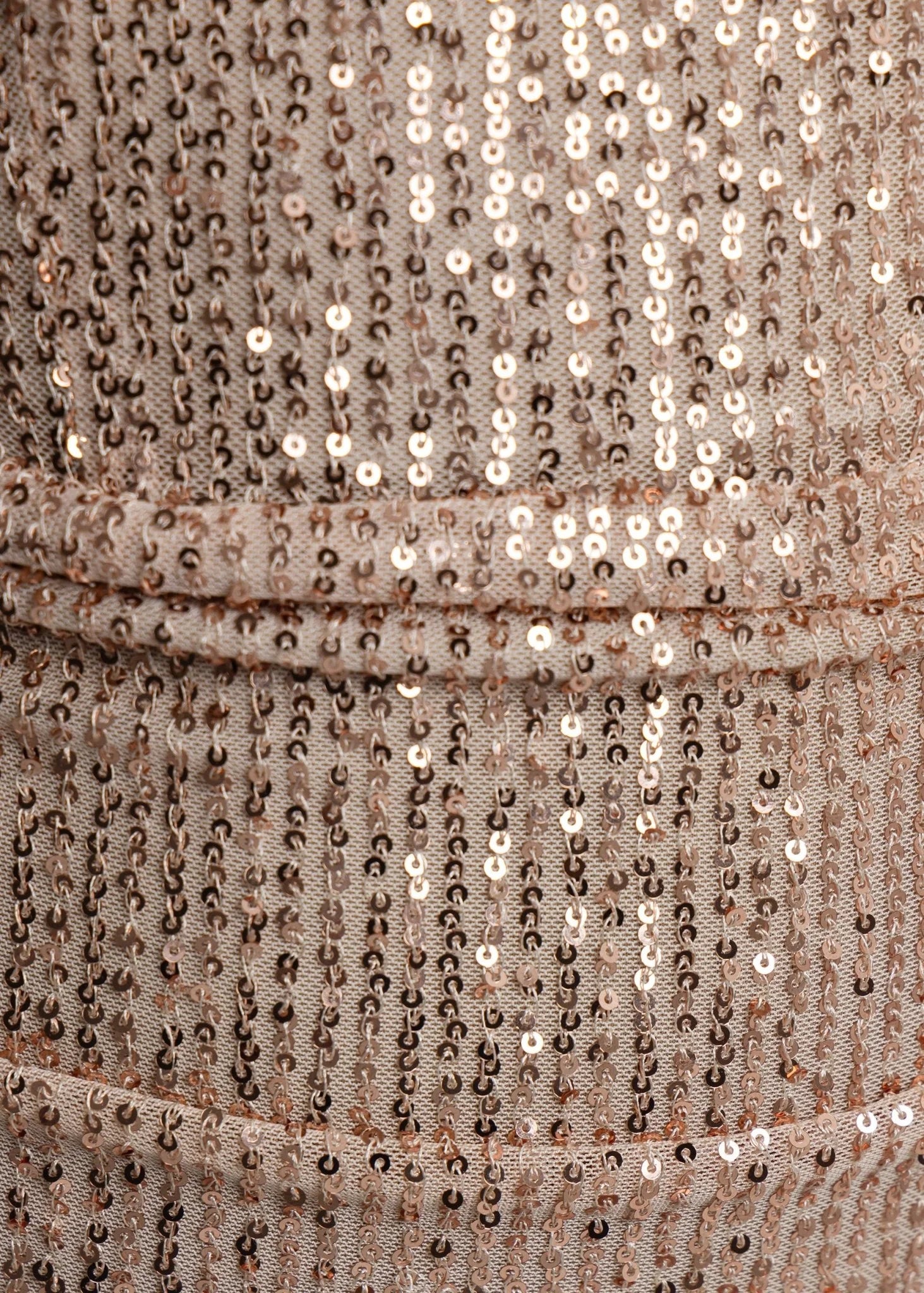 Iconic Fantasy Cowl Neck Sequin Mini Dress Rose Gold