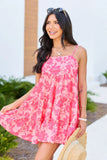 Change My Tune Pink Floral Square Neck Solid Romper Dress Cassidy Montalvo X Pink Lily