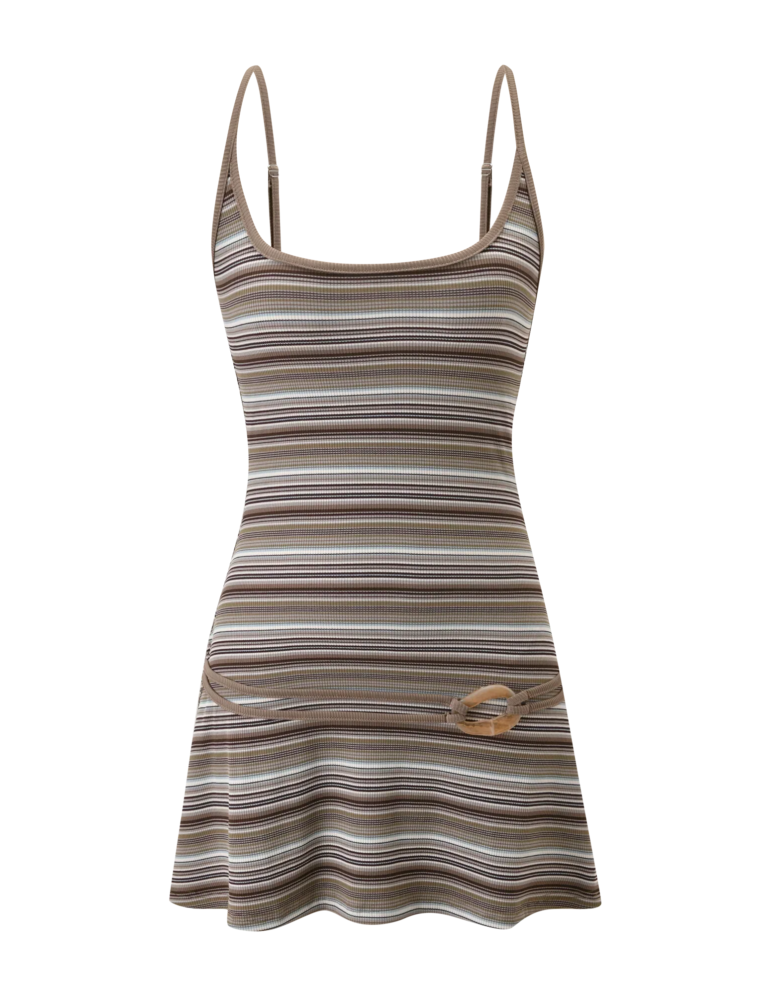 CELESTE MINI DRESS BROWN MULTISTRIPE