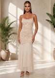 Forever Begins 3D Flower Maxi Dress Beige