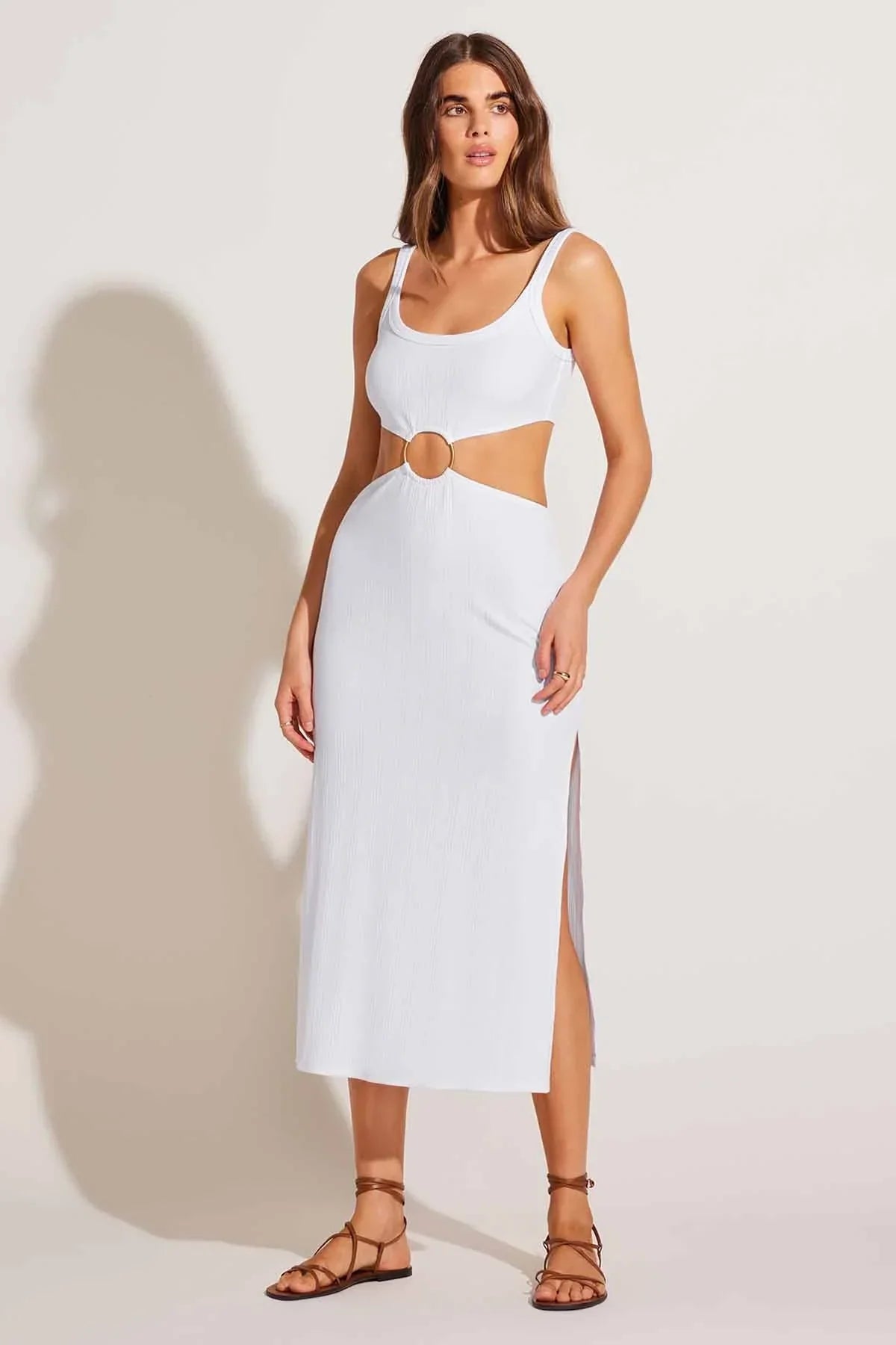 The Icon Cutout Dress White Organic Rib