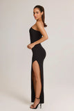 Modal Asymmetric Ruched Maxi Dress in Black