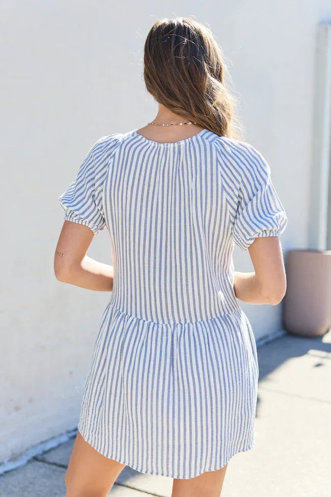 Sunlit Stripes Gauze Mini Dress