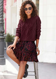 Cable Knit Sweater Burgundy
