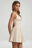 Broderie Anglaise Bow Detail A Line Mini Dress in Ivory