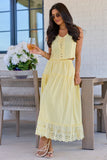 Joelle Yellow Eyelet Hem Maxi Skirt