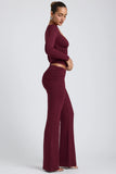 Mid Rise Straight Leg Trousers in Plum