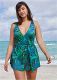 Wrap Swim Dress Desert Floral Blue