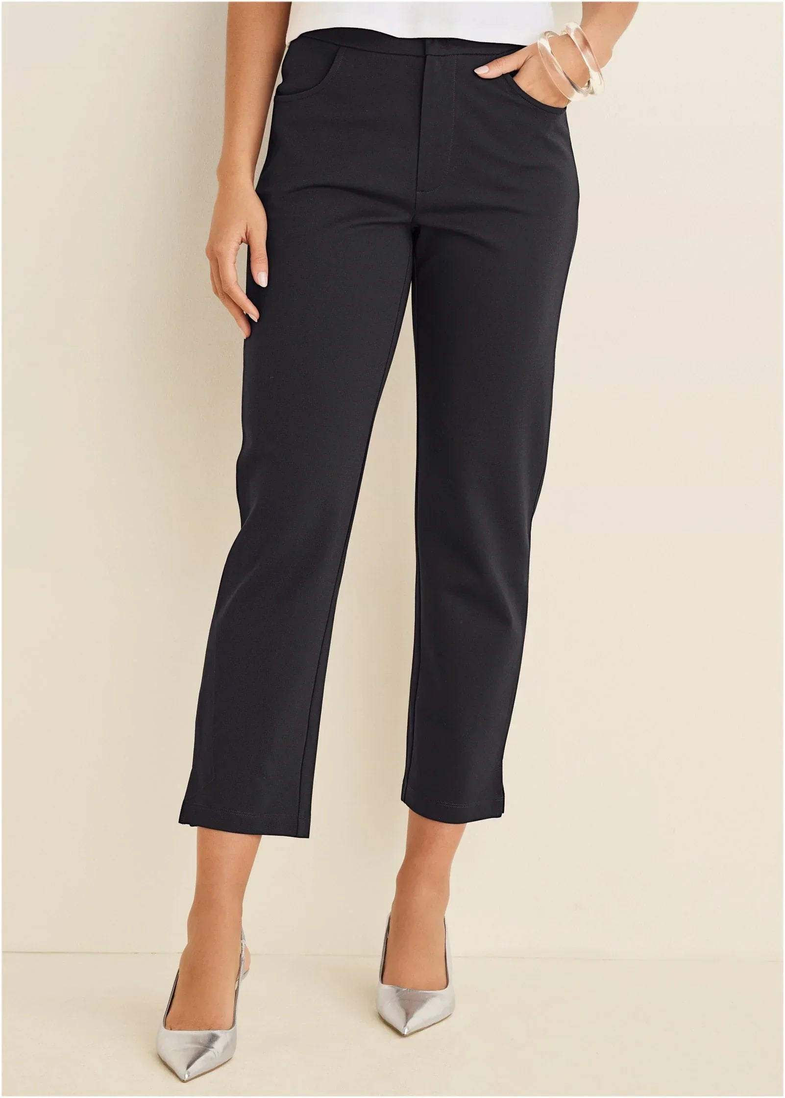 Smoothing Ponte Straight Leg Pants Jet Black