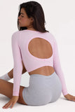 Seamless Soft Rib Cut Out Crop Top in Powder Pink