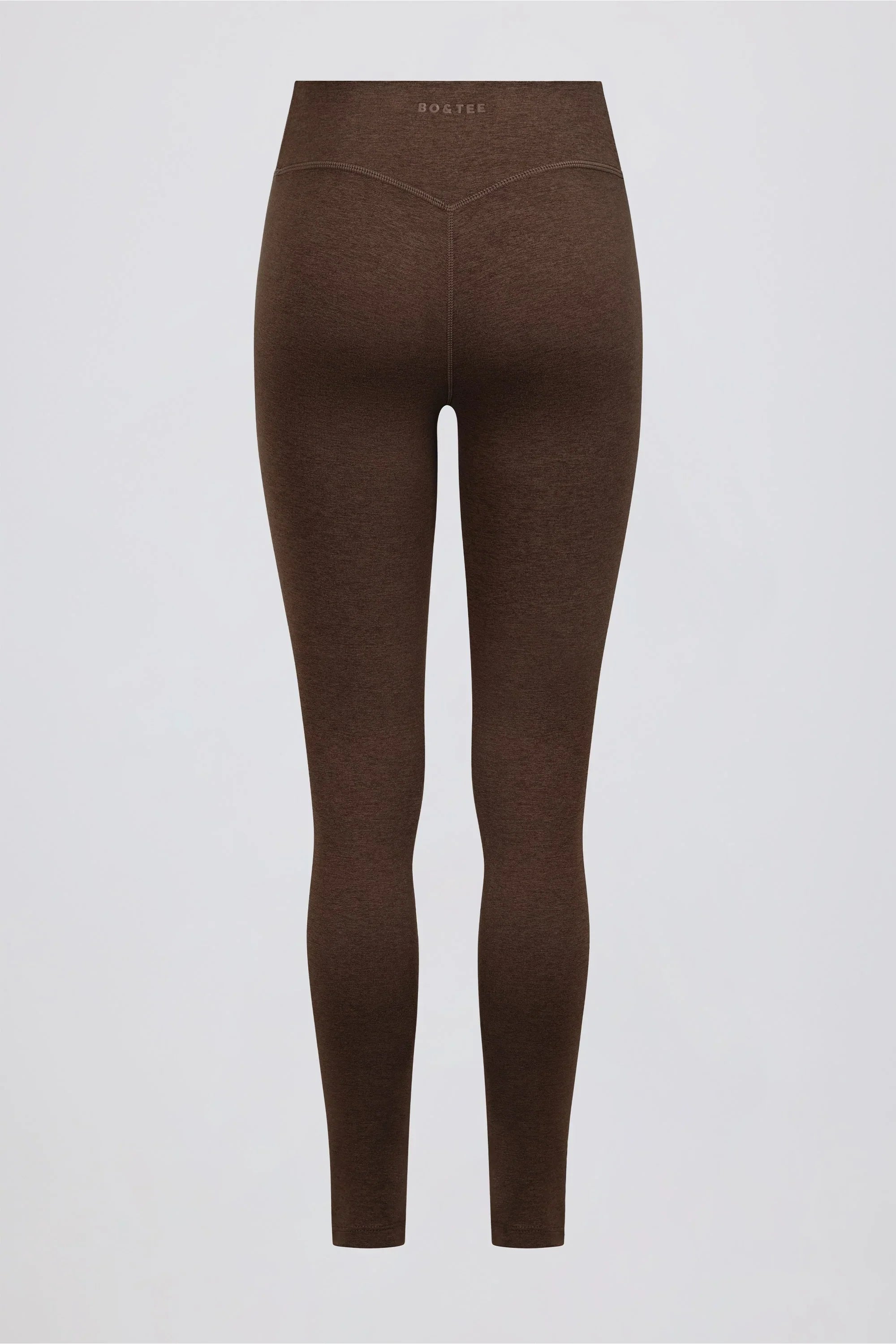 Brushed Jersey Ruched Mid Rise Leggings in Pecan Marl