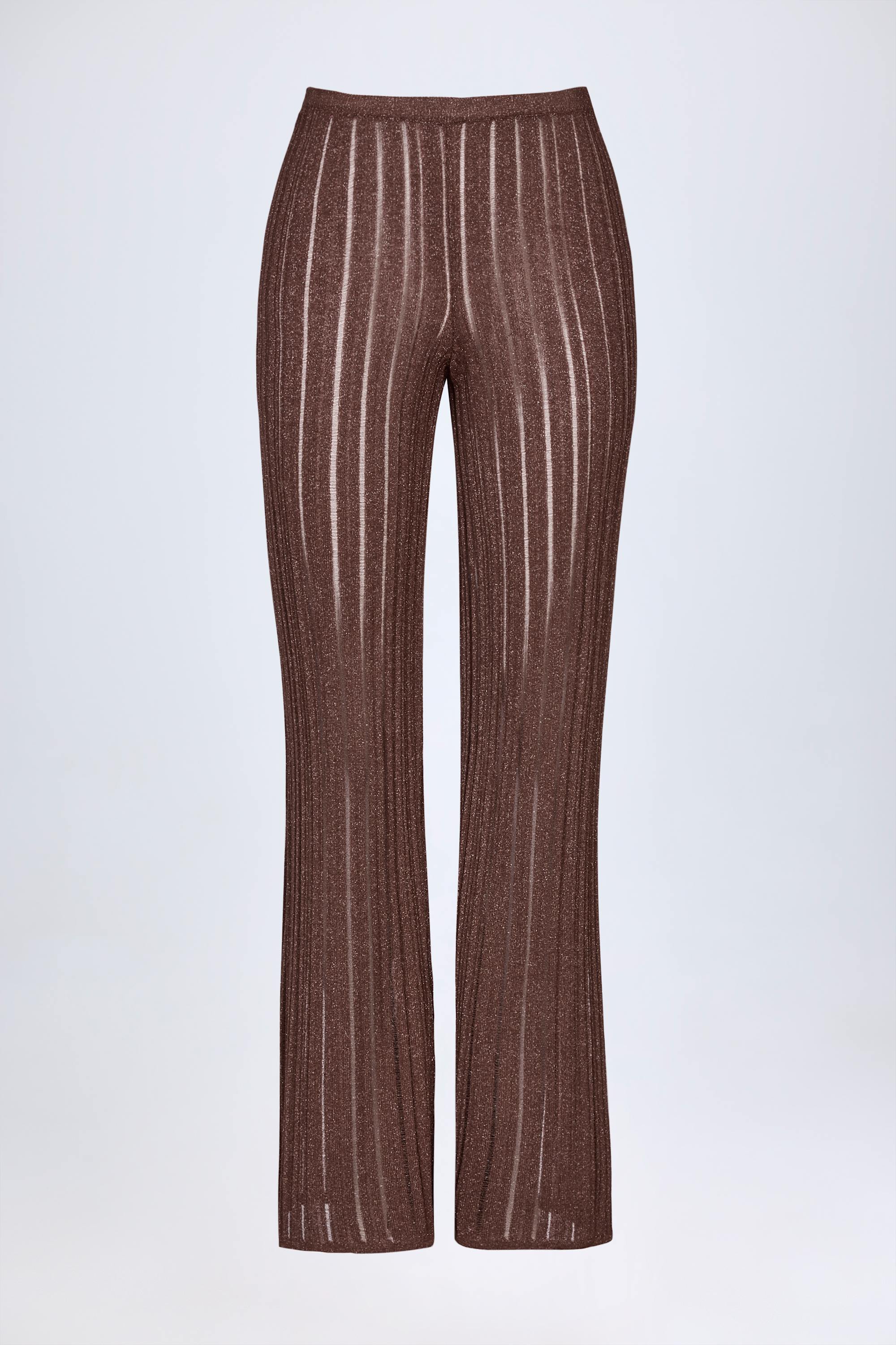 Mid Rise Flared Trousers in Bronze