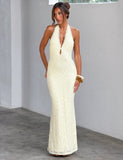 MAVEN LACE MAXI DRESS PASTEL YELLOW