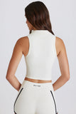 Soft Active Polo Crop Top in Coconut