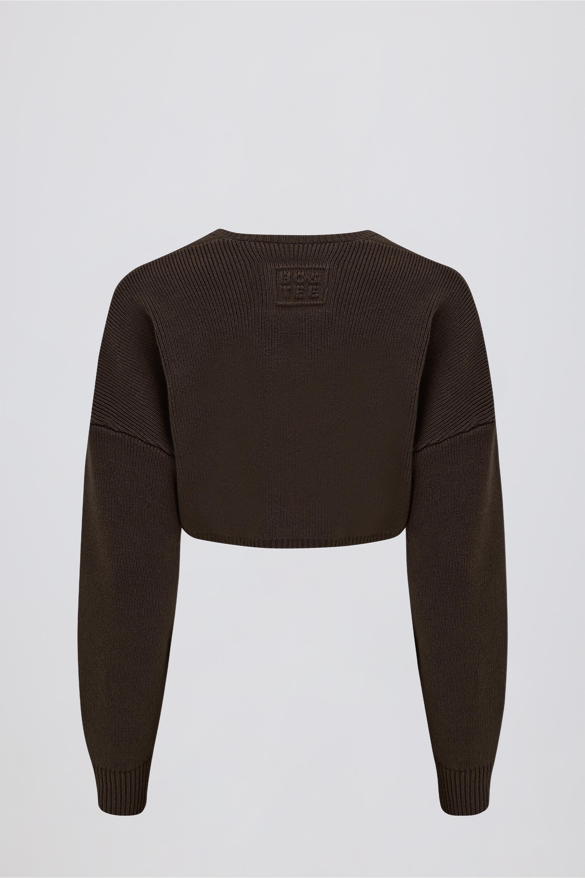 Ribbed Knit Cropped Shrug in Pecan