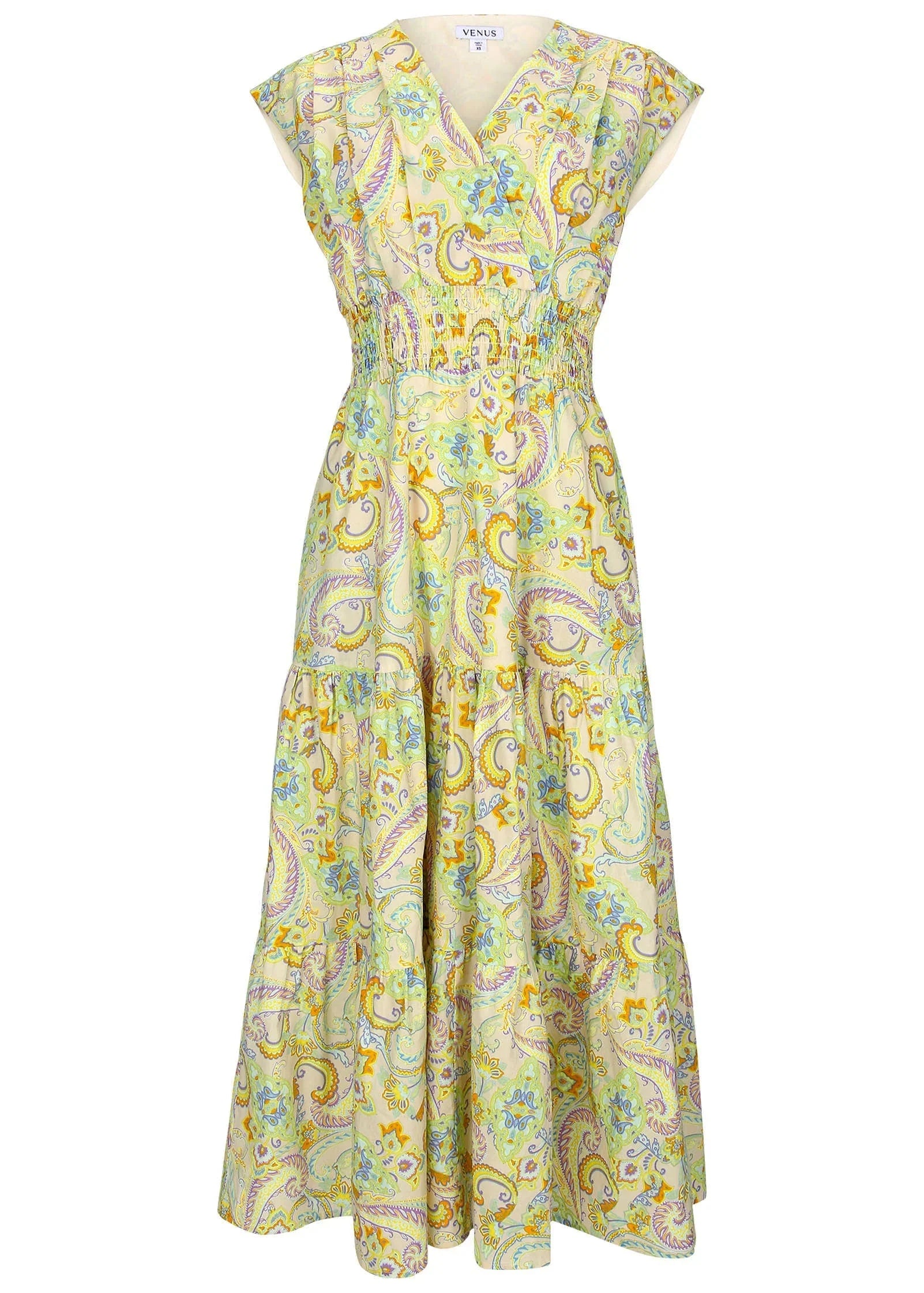 Smocked Waist Maxi Dress Candied Shortbread Paisley