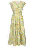 Smocked Waist Maxi Dress Candied Shortbread Paisley