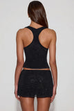 Embellished Jersey Scoop Neck Racerback Top in Black