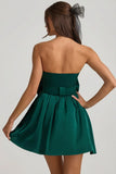 Bow Detail Corset Mini Dress in Emerald Green