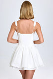 Pintucked Lace Up Corset Mini Dress in White