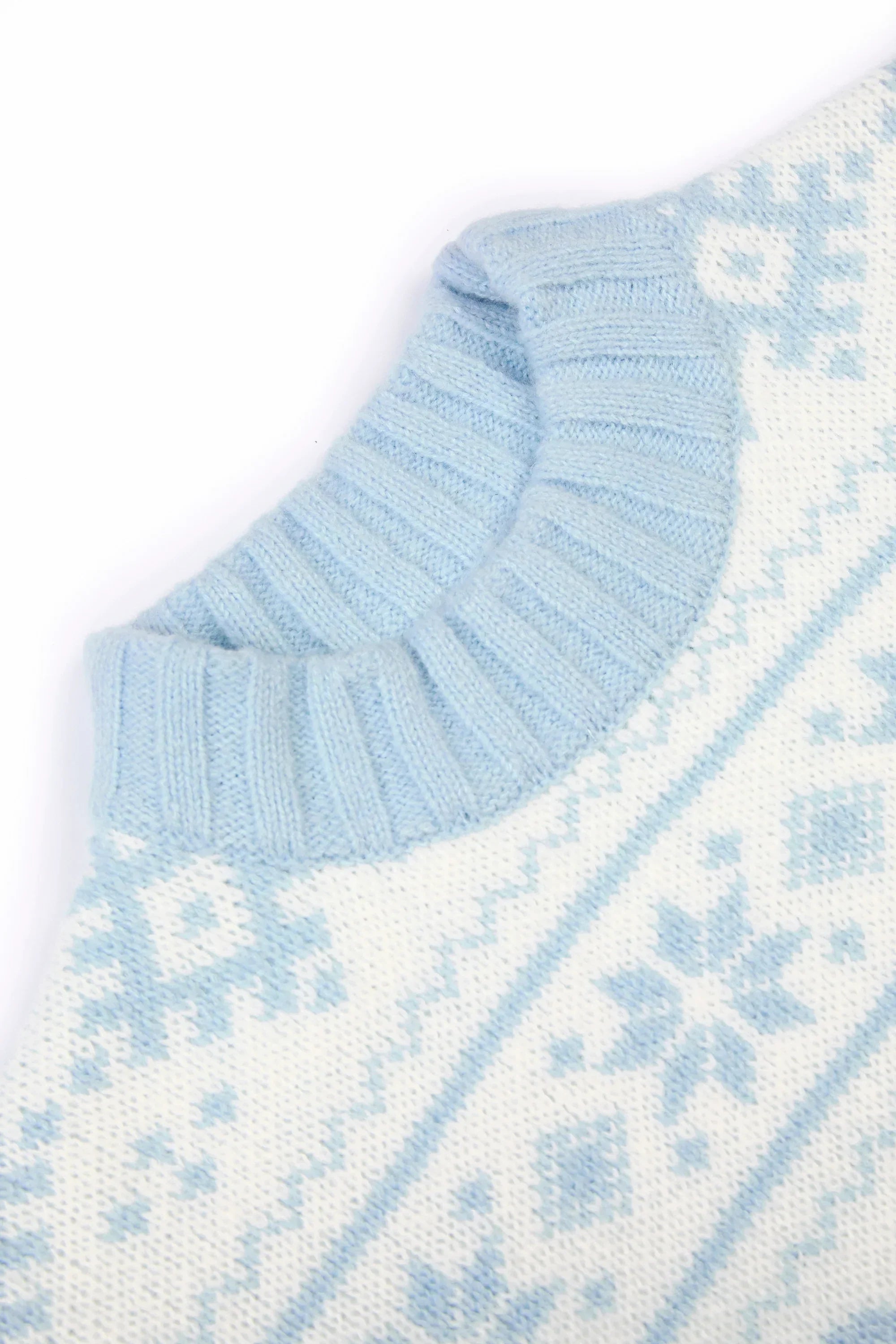 Jacquard Knit Oversized Jumper in Powder Blue