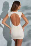Open Back Cut Out Bodycon Mini Dress in Ivory