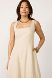 Kaiden Linen Seamed Midi Dress