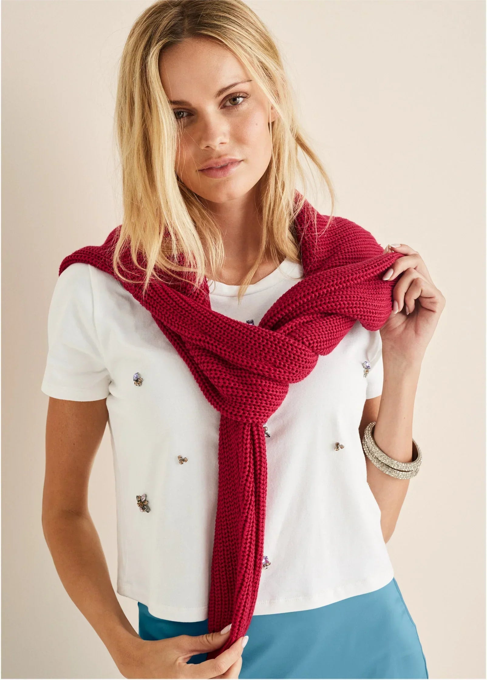 Slub Crew Sweater Red