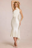 Scarf Detail Midaxi Dress in Pearl