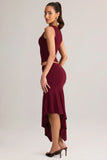 Modal Low Rise Asymmetric Midaxi Skirt in Wine