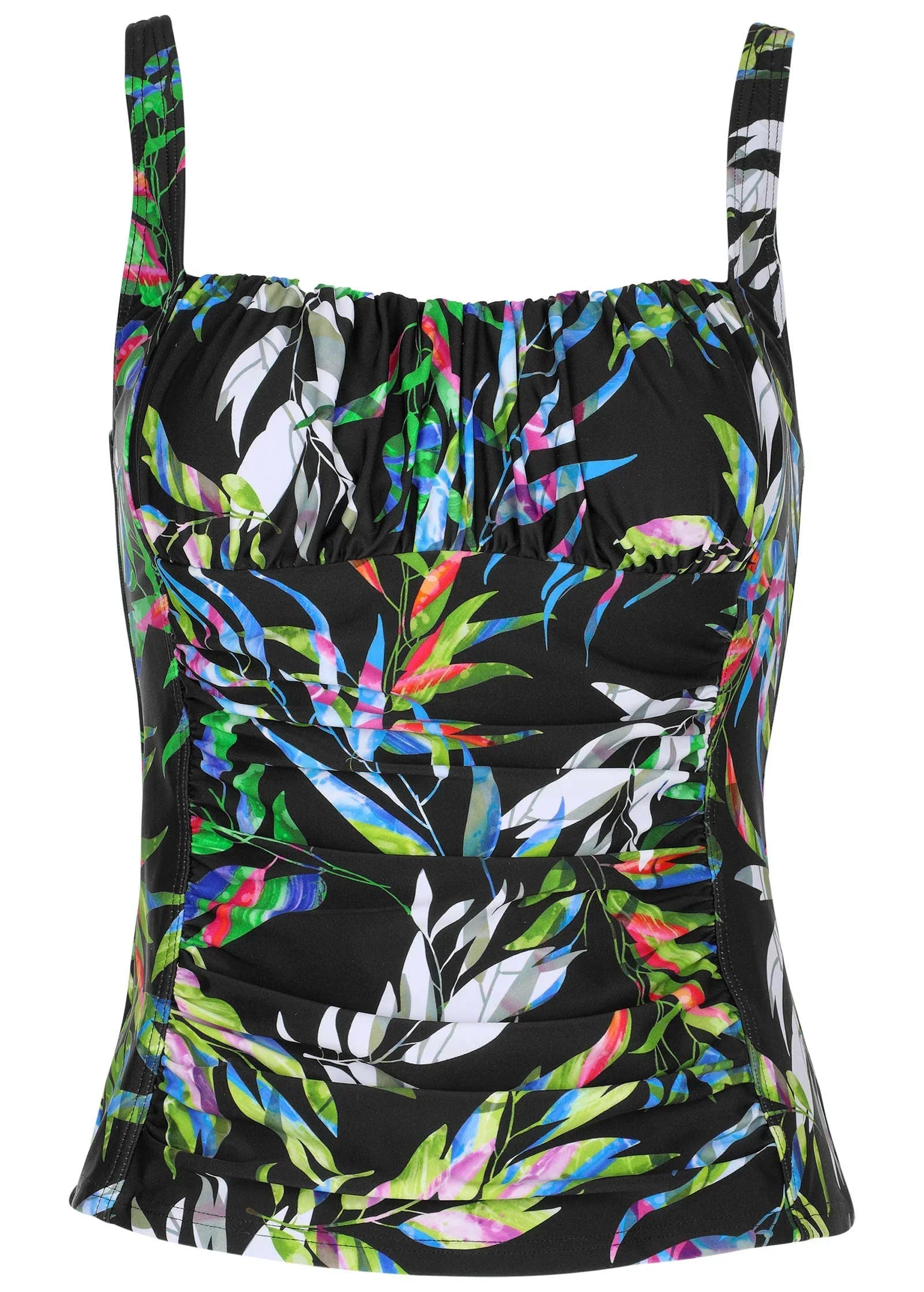 Sydney Ruched Tankini Top Striped Leaves