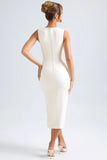 Sweetheart Neck Midaxi Dress in Ivory