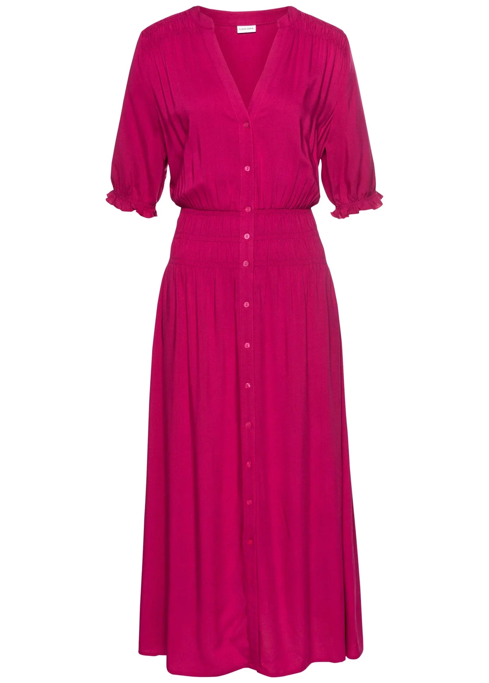 Button Front Maxi Dress Pink