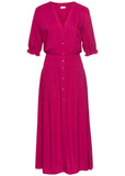Button Front Maxi Dress Pink